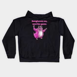 Cool Pink Hippo Kids Hoodie